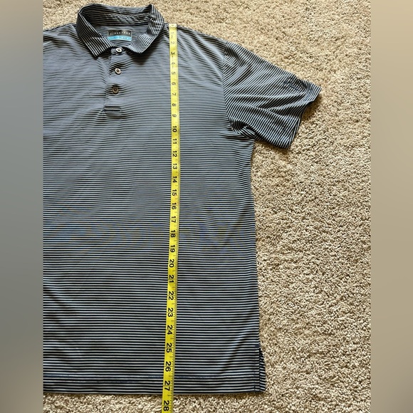 PGA TOUR Men’s Blue White Striped Polo Size Medium Short Sleeve Golf Collar - Picture 6 of 8